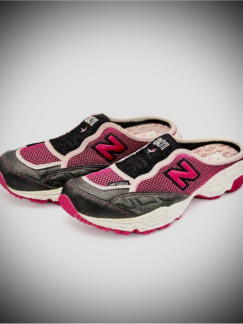 New Balance Women's Black and Pink Slip-On Clog Sneakers
